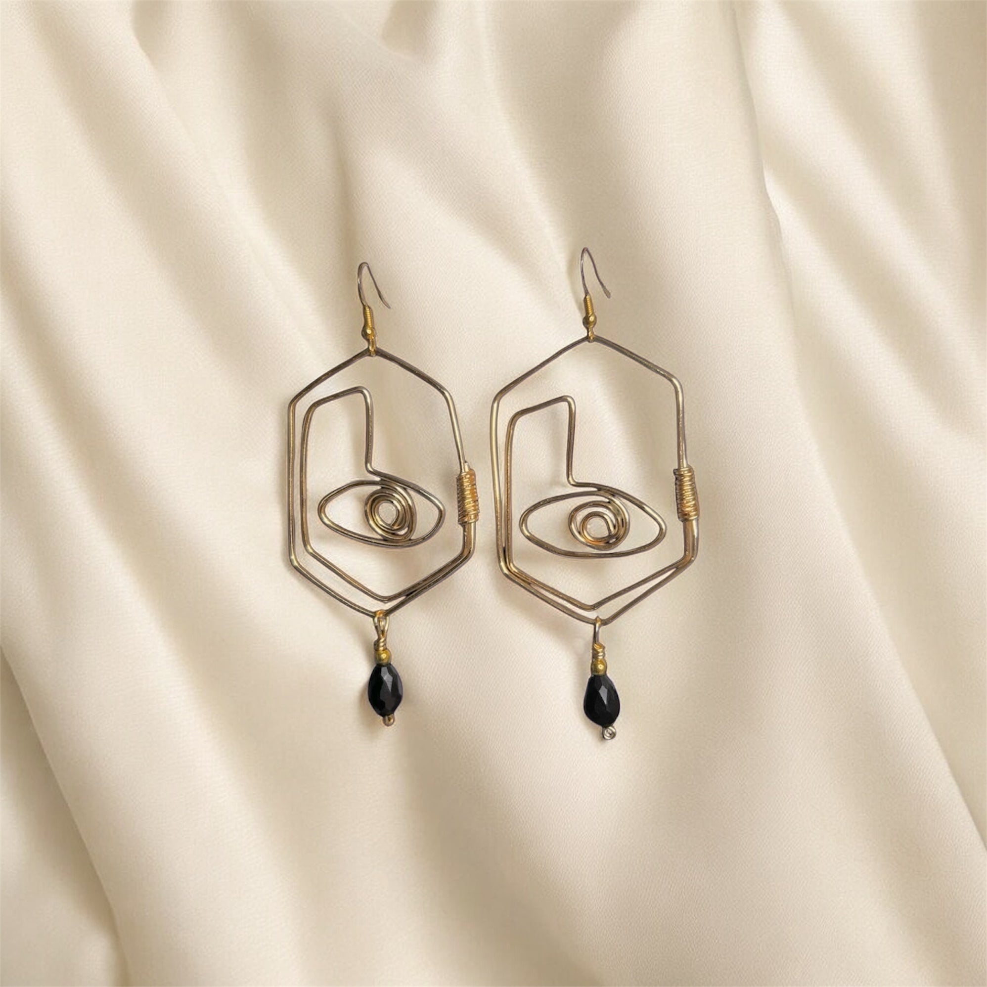 Hexagon Evil Eye Earrings